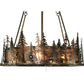 Meyda Lighting Tall Pines 48" 21-Light Dark Burnished Antique Copper Chandelier With Silver Mica Shade Glass and Fan
