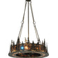 Meyda Lighting Tall Pines 48" 21-Light Dark Burnished Antique Copper Chandelier With Silver Mica Shade Glass and Fan