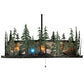 Meyda Lighting Tall Pines 48" 21-Light Wrought Iron Chandelier With Silver Mica Shade Glass and Fan