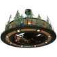 Meyda Lighting Tall Pines 48" 21-Light Wrought Iron Chandelier With Silver Mica Shade Glass and Fan