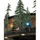 Meyda Lighting Tall Pines 48" 21-Light Wrought Iron Chandelier With Silver Mica Shade Glass and Fan