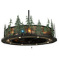 Meyda Lighting Tall Pines 48" 21-Light Wrought Iron Chandelier With Silver Mica Shade Glass and Fan