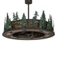 Meyda Lighting Tall Pines 48" 21-Light Wrought Iron & Green Trees Chandelier With Amber Mica Shade Glass and Fan
