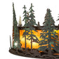 Meyda Lighting Tall Pines 48" 21-Light Wrought Iron & Green Trees Chandelier With Amber Mica Shade Glass and Fan