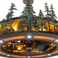 Meyda Lighting Tall Pines 48" 21-Light Wrought Iron & Green Trees Chandelier With Amber Mica Shade Glass and Fan