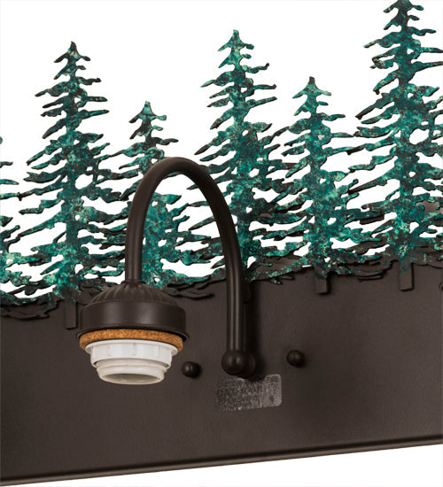 Meyda Lighting Tall Pines 48" 5-Light Timeless Bronze & Green Trees Vanity Light With White Shade Glass