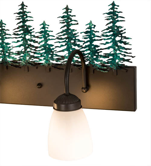 Meyda Lighting Tall Pines 48" 5-Light Timeless Bronze & Green Trees Vanity Light With White Shade Glass