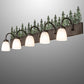 Meyda Lighting Tall Pines 48" 5-Light Timeless Bronze Vanity Light With White Shade Glass