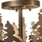 Meyda Lighting Tall Pines 48" 6-Light Antique Copper Island Flush Mount Light With Silver Mica Shade Glass