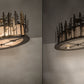 Meyda Lighting Tall Pines 48" 6-Light Antique Copper Island Flush Mount Light With Silver Mica Shade Glass