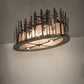 Meyda Lighting Tall Pines 48" 6-Light Antique Copper Island Flush Mount Light With Silver Mica Shade Glass
