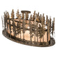 Meyda Lighting Tall Pines 48" 6-Light Antique Copper Island Flush Mount Light With Silver Mica Shade Glass