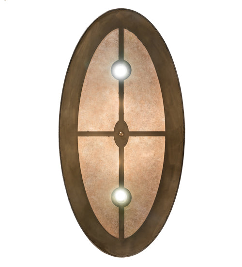 Meyda Lighting Tall Pines 48" 6-Light Antique Copper Island Flush Mount Light With Silver Mica Shade Glass
