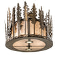 Meyda Lighting Tall Pines 48" 6-Light Antique Copper Island Flush Mount Light With Silver Mica Shade Glass