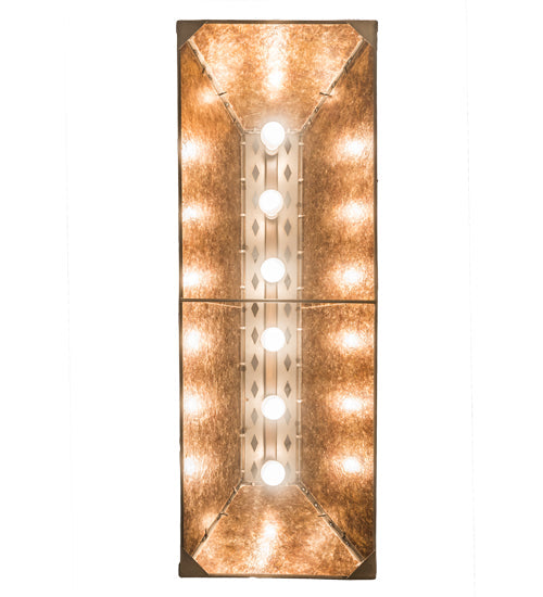 Meyda Lighting Tall Pines 48" 6-Light Antique Copper Island Pendant Light With Amber Mica Shade Glass
