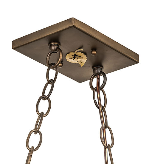 Meyda Lighting Tall Pines 48" 6-Light Antique Copper Island Pendant Light With Silver Mica Shade Glass