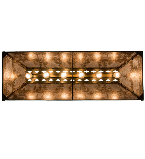 Meyda Lighting Tall Pines 48" 6-Light Antique Copper Island Pendant Light With Silver Mica Shade Glass