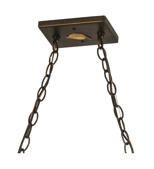 Meyda Lighting Tall Pines 48" 6-Light Antique Copper Island Pendant Light With Silver Mica Shade Glass