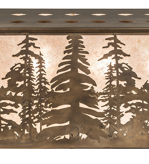 Meyda Lighting Tall Pines 48" 6-Light Antique Copper Island Pendant Light With Silver Mica Shade Glass