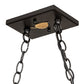 Meyda Lighting Tall Pines 48" 6-Light Black Satin Wrought Iron Island Pendant Light With Amber Mica Shade Glass