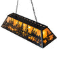 Meyda Lighting Tall Pines 48" 6-Light Black Satin Wrought Iron Island Pendant Light With Amber Mica Shade Glass