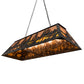 Meyda Lighting Tall Pines 48" 6-Light Black Satin Wrought Iron Island Pendant Light With Amber Mica Shade Glass