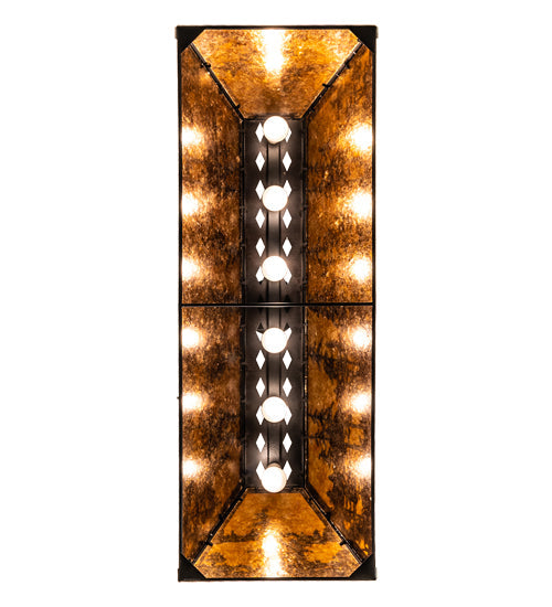 Meyda Lighting Tall Pines 48" 6-Light Black Satin Wrought Iron Island Pendant Light With Amber Mica Shade Glass