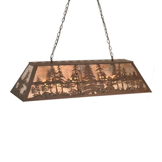 Meyda Lighting Tall Pines 48" 6-Light Cafe Noir Island Pendant Light With Silver Mica Shade Glass
