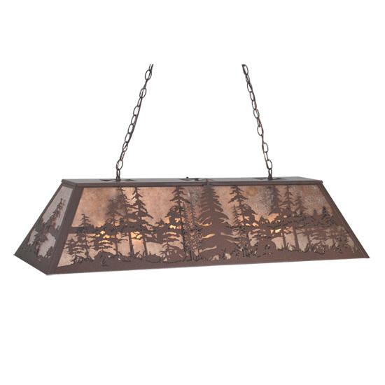 Meyda Lighting Tall Pines 48" 6-Light Cafe Noir Island Pendant Light With Silver Mica Shade Glass