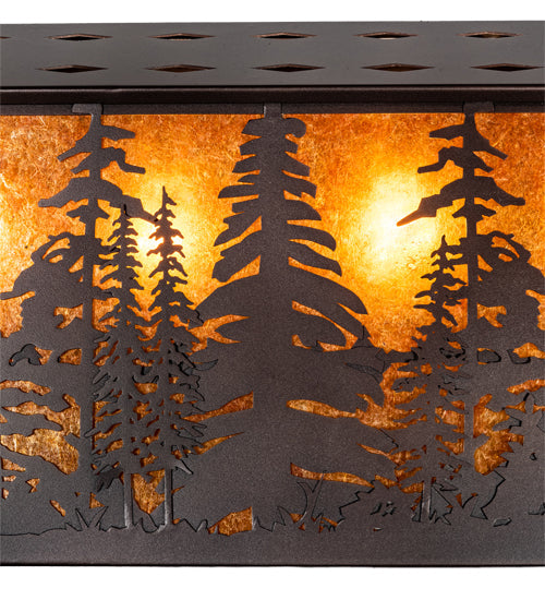 Meyda Lighting Tall Pines 48" 6-Light Mahogany Bronze Island Pendant Light With Amber Mica Shade Glass