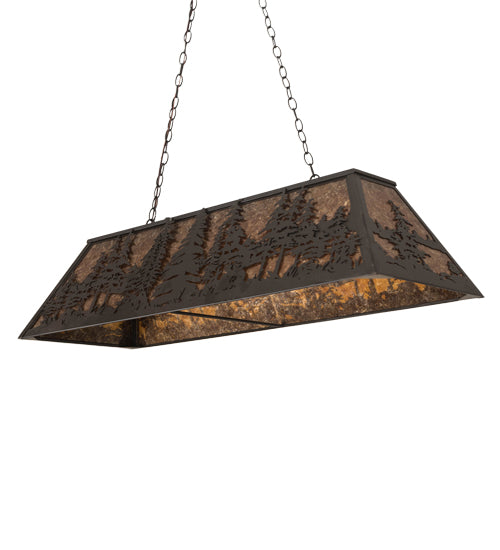 Meyda Lighting Tall Pines 48" 6-Light Oil Rubbed Bronze Island Pendant Light With Amber Mica Shade Glass