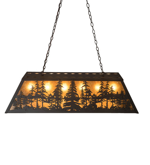 Meyda Lighting Tall Pines 48" 6-Light Oil Rubbed Bronze Island Pendant Light With Amber Mica Shade Glass