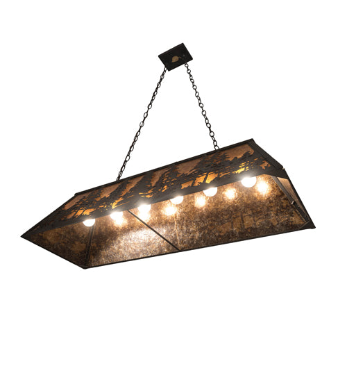 Meyda Lighting Tall Pines 48" 6-Light Oil Rubbed Bronze Island Pendant Light With Amber Mica Shade Glass