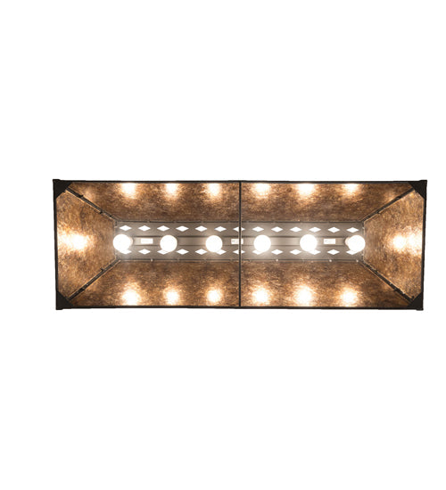 Meyda Lighting Tall Pines 48" 6-Light Oil Rubbed Bronze Island Pendant Light With Amber Mica Shade Glass