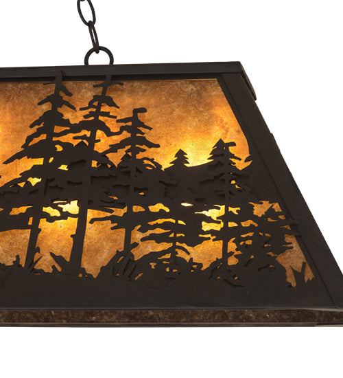 Meyda Lighting Tall Pines 48" 6-Light Oil Rubbed Bronze Island Pendant Light With Amber Mica Shade Glass
