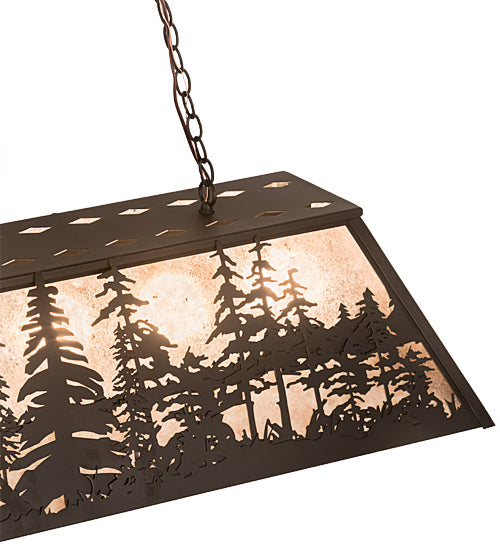Meyda Lighting Tall Pines 48" 6-Light Oil Rubbed Bronze Island Pendant Light With Silver Mica Shade Glass