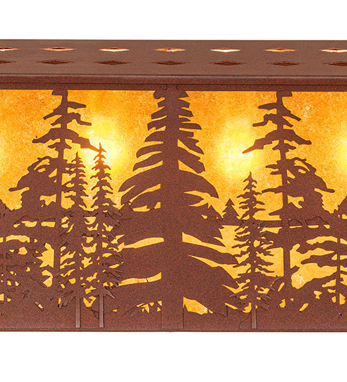 Meyda Lighting Tall Pines 48" 6-Light Rust Island Pendant Light With Amber Mica Shade Glass