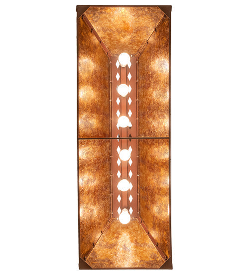 Meyda Lighting Tall Pines 48" 6-Light Rust Island Pendant Light With Amber Mica Shade Glass