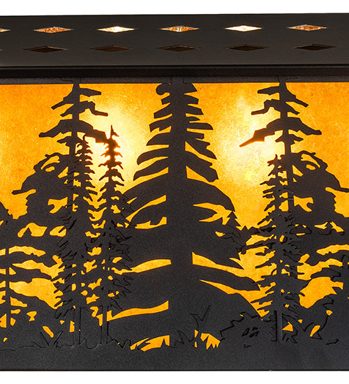 Meyda Lighting Tall Pines 48" 6-Light Textured Black Island Pendant Light With Amber Mica Shade Glass