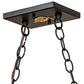 Meyda Lighting Tall Pines 48" 6-Light Textured Black Island Pendant Light With Amber Mica Shade Glass