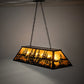 Meyda Lighting Tall Pines 48" 6-Light Textured Black Island Pendant Light With Amber Mica Shade Glass