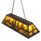 Meyda Lighting Tall Pines 48" 6-Light Textured Black Island Pendant Light With Amber Mica Shade Glass