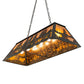 Meyda Lighting Tall Pines 48" 6-Light Textured Black Island Pendant Light With Amber Mica Shade Glass