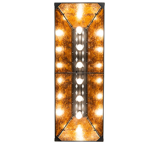 Meyda Lighting Tall Pines 48" 6-Light Textured Black Island Pendant Light With Amber Mica Shade Glass