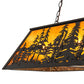 Meyda Lighting Tall Pines 48" 6-Light Textured Black Island Pendant Light With Amber Mica Shade Glass