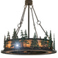 Meyda Lighting Tall Pines 48" 8-Light Antique Copper & Green Trees Chandelier With Silver Mica Shade Glass and Fan