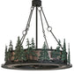 Meyda Lighting Tall Pines 48" 8-Light Antique Copper & Green Trees Chandelier With Silver Mica Shade Glass and Fan