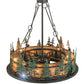 Meyda Lighting Tall Pines 48" 8-Light Antique Copper & Green Trees Chandelier With Silver Mica Shade Glass and Fan