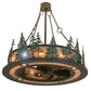 Meyda Lighting Tall Pines 48" 8-Light Antique Copper & Green Trees Chandelier With Silver Mica Shade Glass and Fan