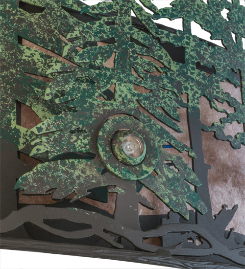 Meyda Lighting Tall Pines 48" 8-Light Antique Copper & Green Trees Chandelier With Silver Mica Shade Glass and Fan
